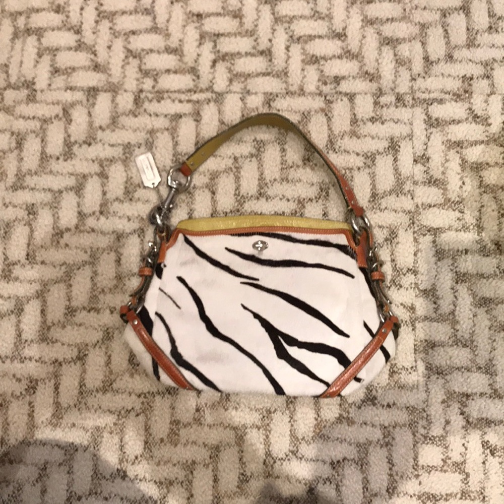 Coach zebra purse black white real leather